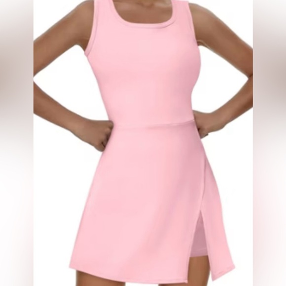 Athleisure Pink Dress + Spandex Shorts - Picture 2 of 10